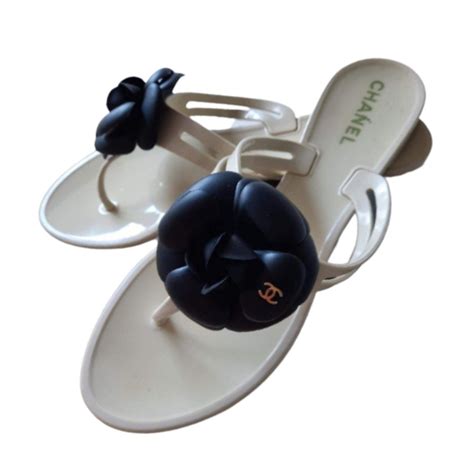 chanel camellia sandals|chanel thong sandals.